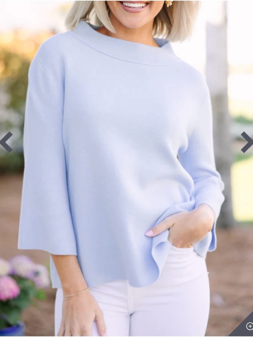 Fate Feeling Fine Light Blue Women's Mock Neck Sweater Size Medium - Picture 2 of 9